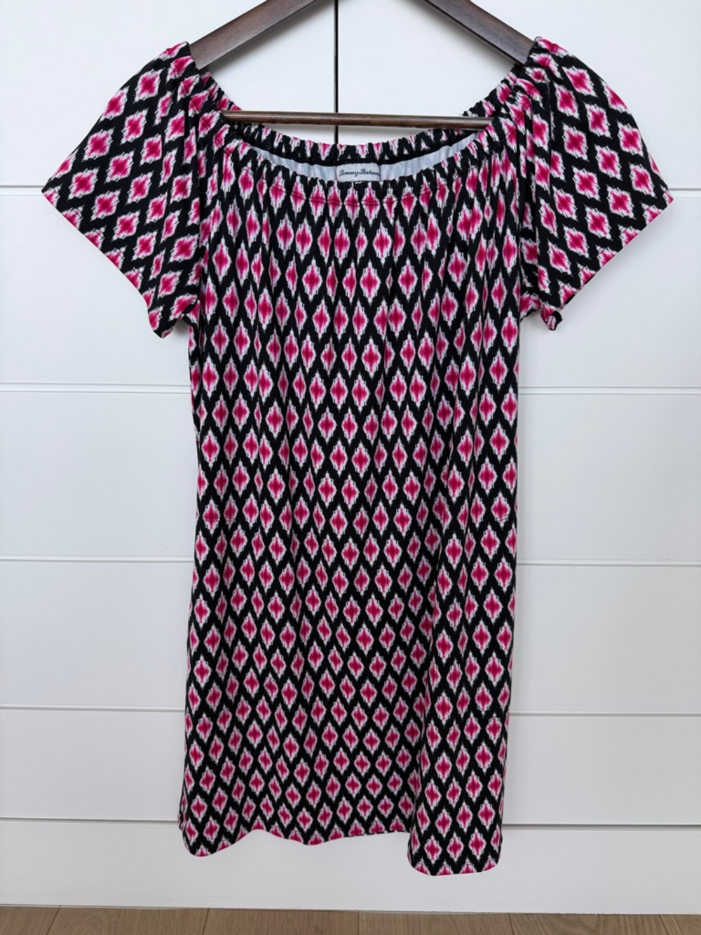 Tommy Bahama Black & Pink Geometric Mini Dress
